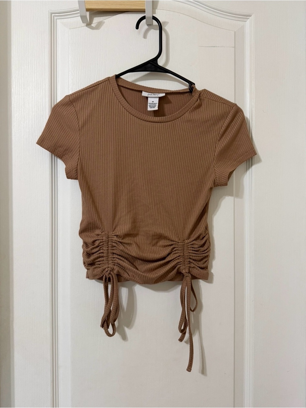 Just Polly Brown Ruched Drawstring Crop